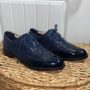 Navy Snake Skin Oxfords